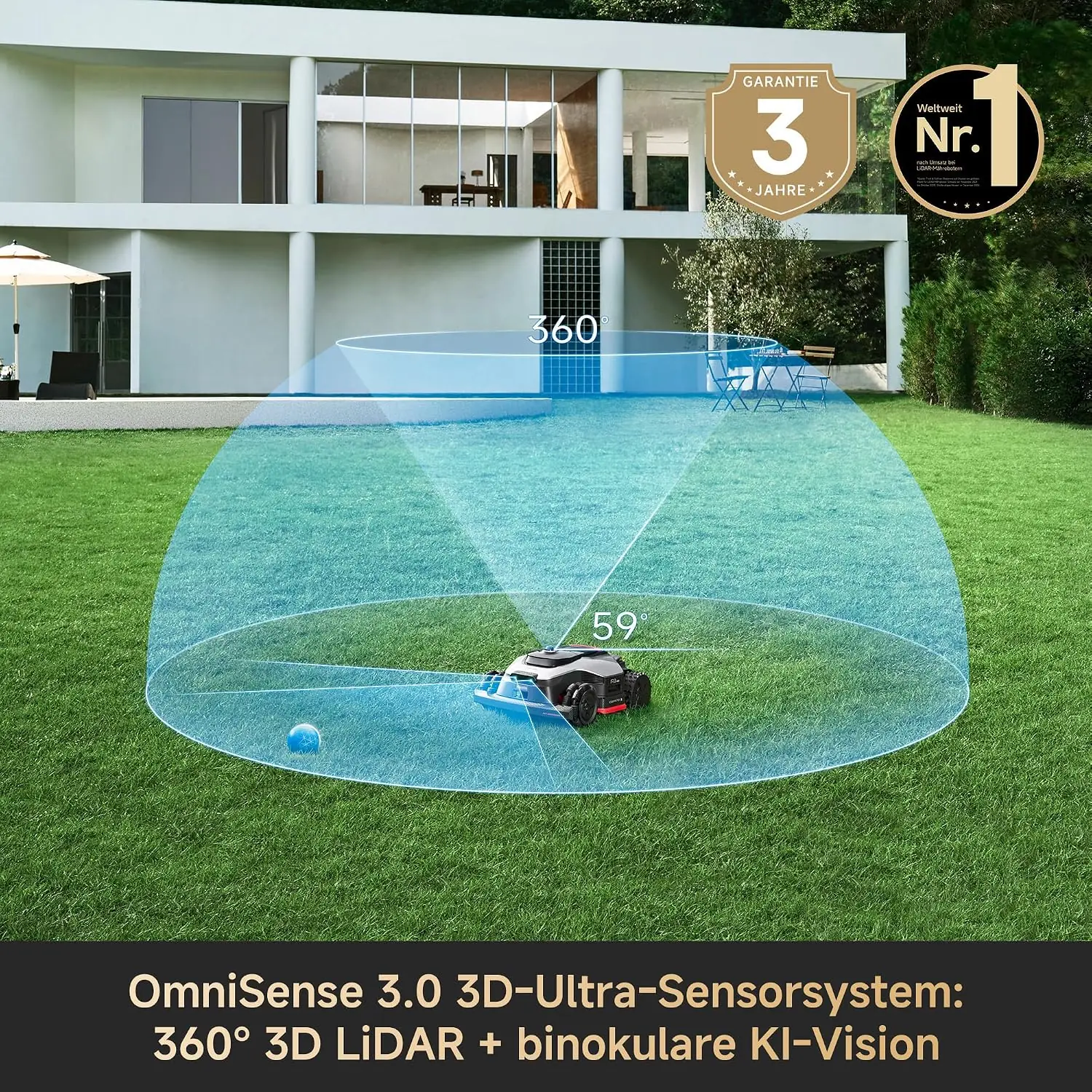 Mähroboter im Garten